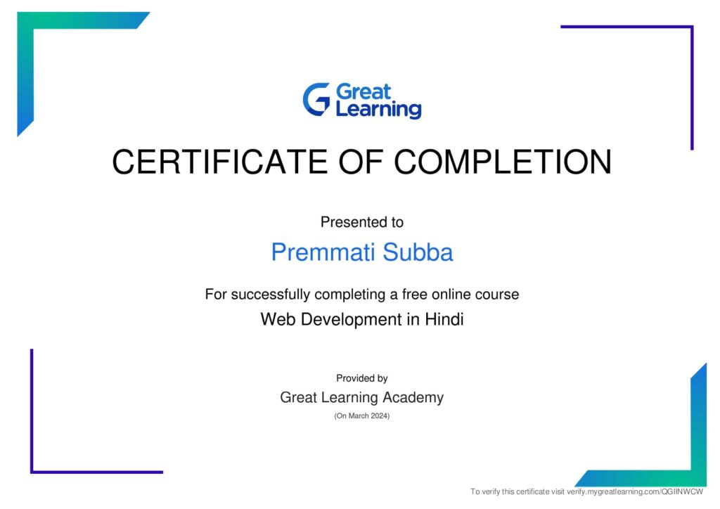 web development course certificate